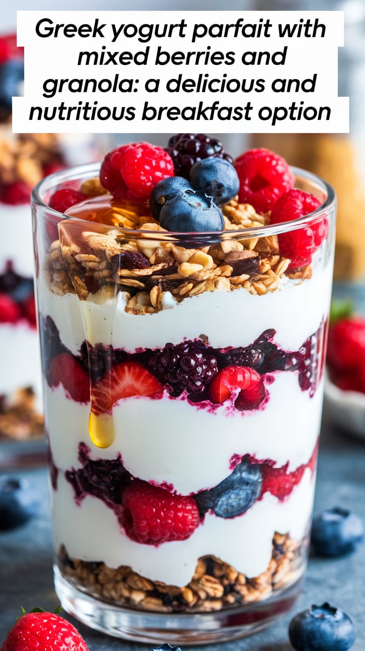 Elevate your breakfast routine with a Greek Yogurt Parfait that combines the tanginess of yogurt, the sweetness of berries, and the crunch of granola. This recipe offers a healthy, satisfying meal that is perfect for busy mornings or a leisurely brunch, making it a go-to option for any occasion.